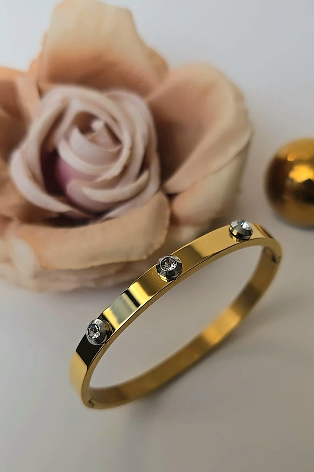 Three Diamond Dual Tone Bangle