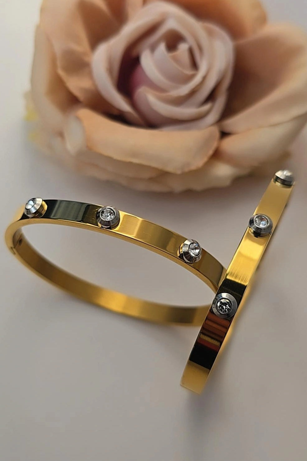Three Diamond Dual Tone Bangle