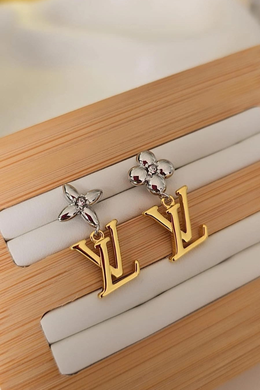 Dual Tone LV Earring