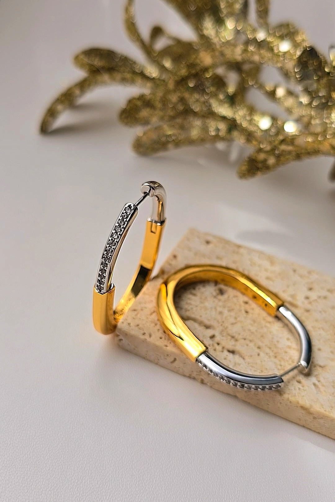 Gold and silver tone hoops