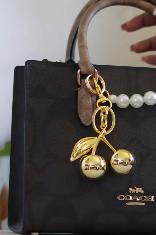 Gold Cherry shaped Bag charm