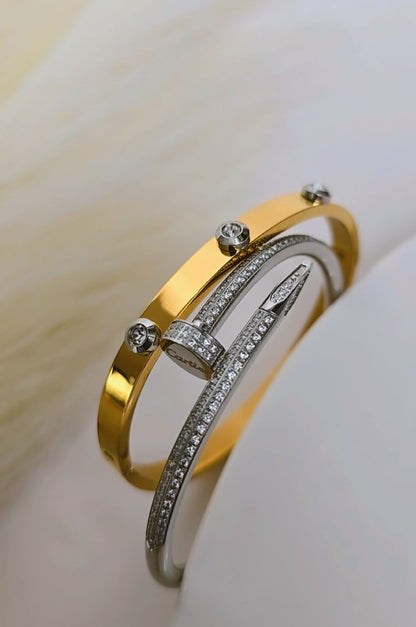 Three Diamond Dual Tone Bangle