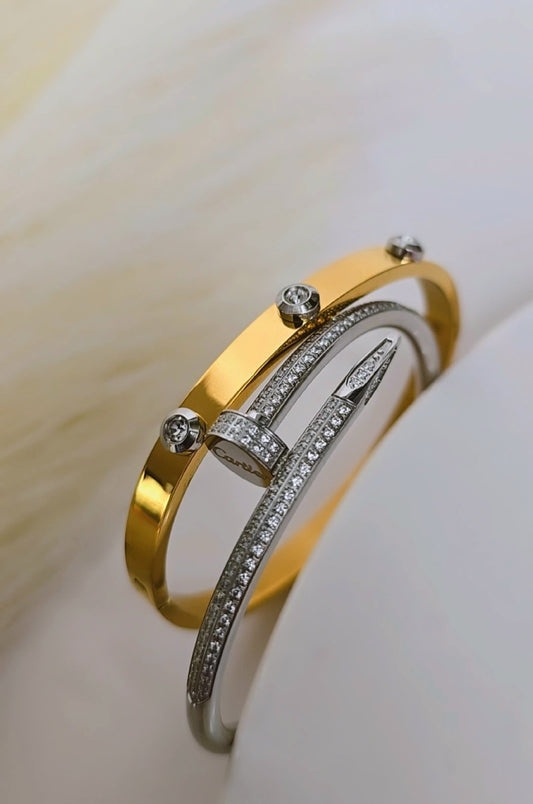 Three Diamond Dual Tone Bangle