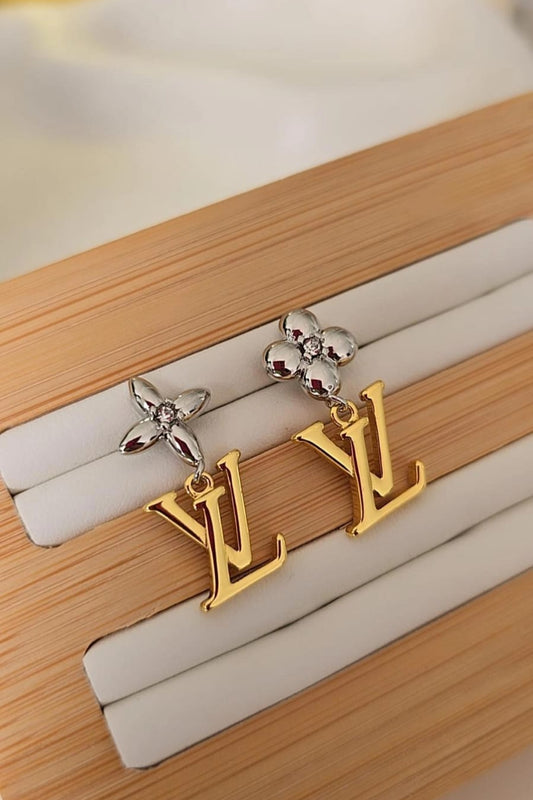 Dual Tone LV Earring